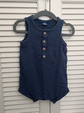 Navy Sleeveless Button Romper - Old Navy
